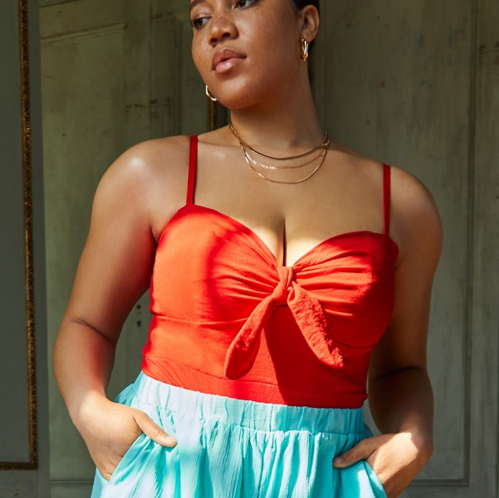 Tie front bustier bodysuit